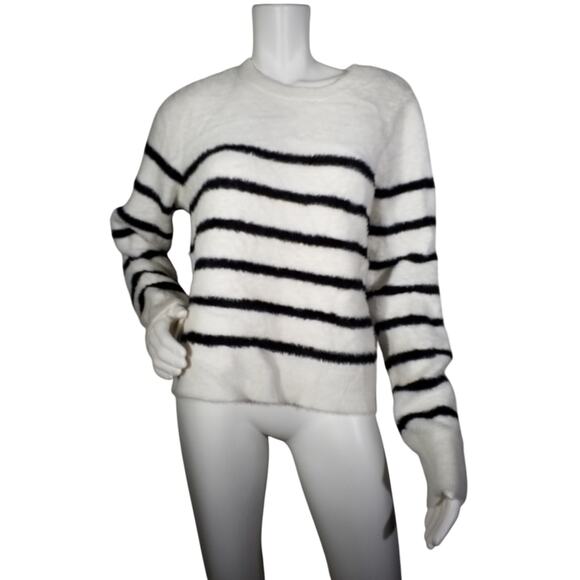Bailey 44 Womens Size XL White and Black Striped Long Sleeve Crew Neck Sweater - Picture 1 of 6